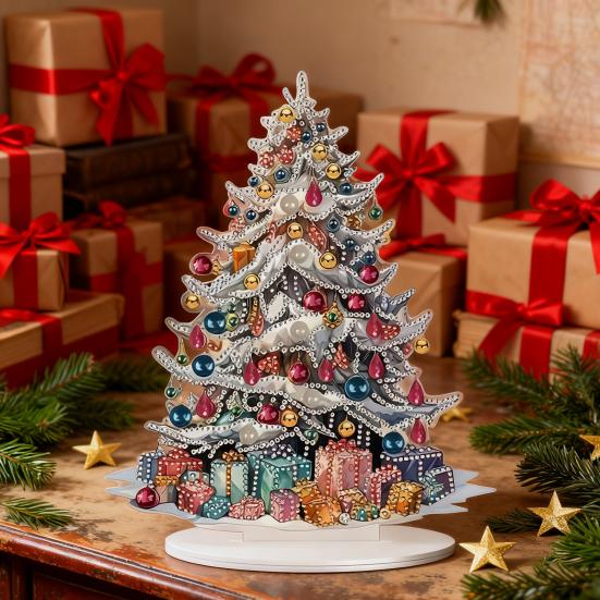 Christmas Tree Ornaments Acrylic Rhinestone Art Painting Table Decor Relaxing Xmas Crafts Unique Festive Holiday Gifts