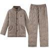 Down Jacket Three-Layer Padded Pajamas Men'S Turtleneck Cardigan Thermal Suit Winter Men'S Velvet Thickened Loungewear