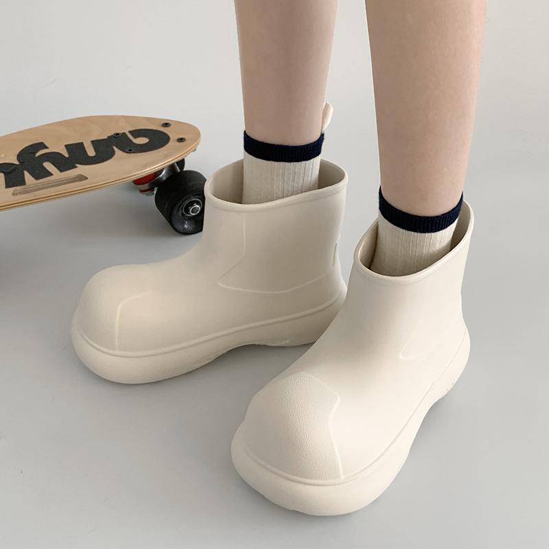 

Fashion ins heightening waterproof and non-slip thick-soled rain boots women s 2025 new summer soft-soled red boots rain shoes 39-40 бежевий