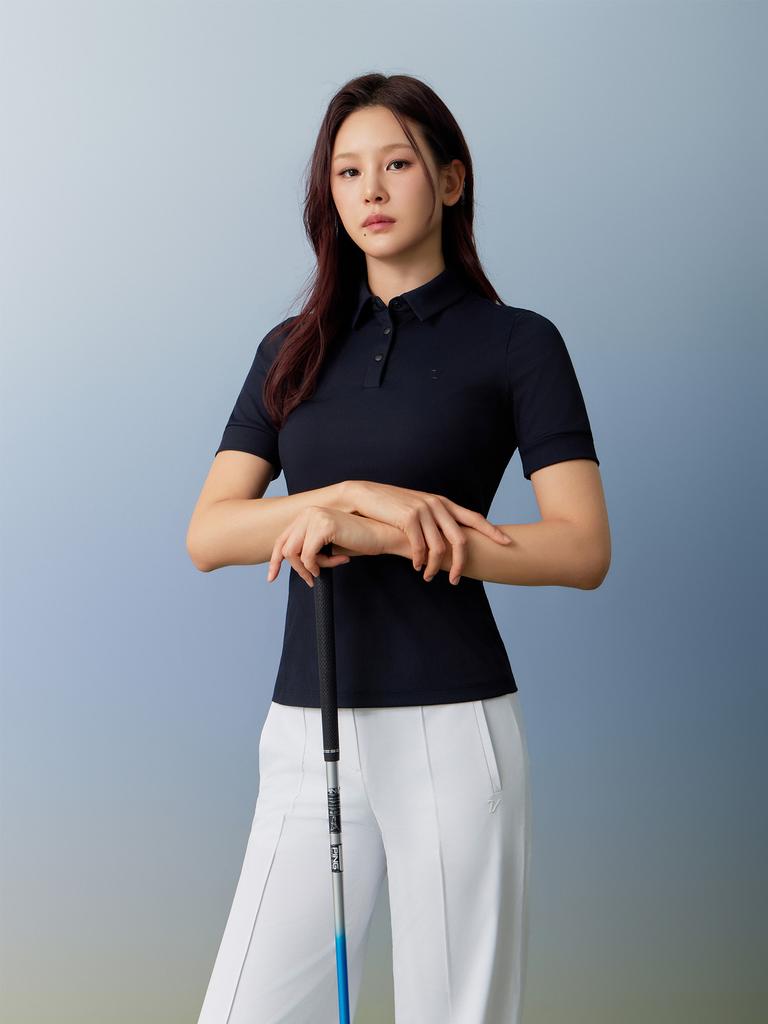 VOLVIK GOLFWEAR Women'S Ribbed Short Sleeve T-Shirt (On) Votsp474_Bk