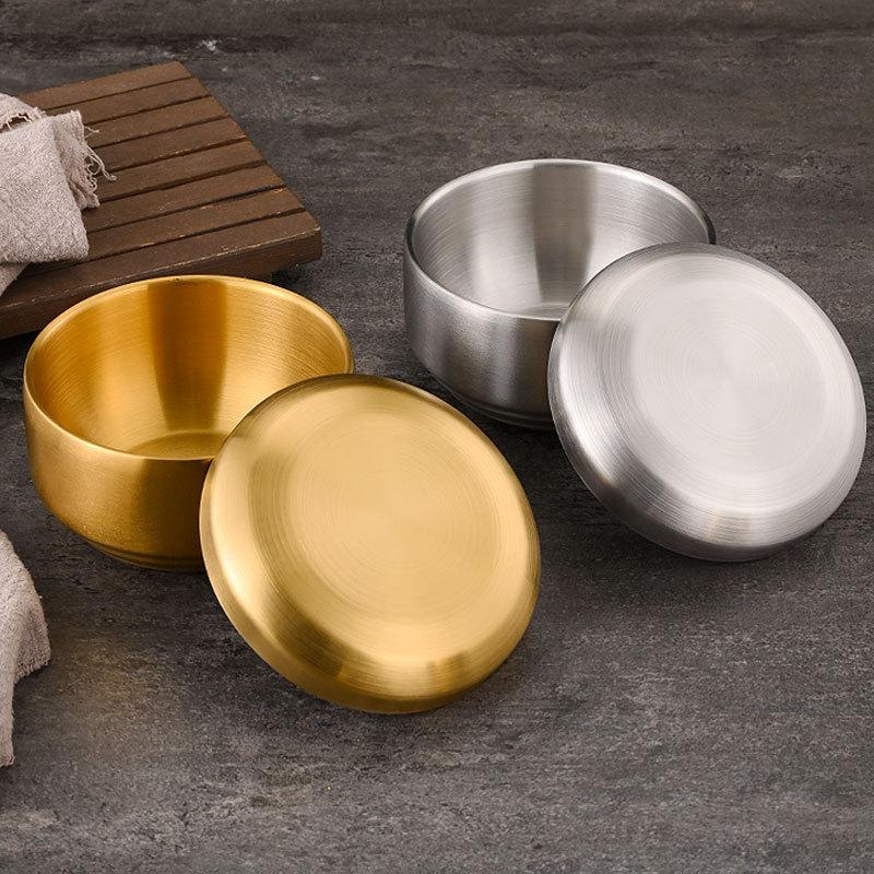 304 Double-layer Stainless Steel Rice Bowl With Lid Soup Rice Bowl Cuisine Home Creative Child Small Bowl Cuisine For Home