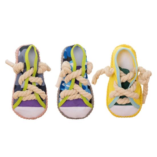 Yousheng Canvas Quietschie Hundespielzeug Pantoffel-förmiges Kauspielzeug für Welpen Kleine Hunde Bissfest Geräuscherzeugend Welpenspielzeug zur Zahnpflege Angstlinderung