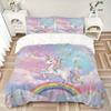 Unicorn Dreams Rainbow Sky Print 3Pcs Bedding Setduvet Cover With 2 Bedropillowcase Home Birthday Gift