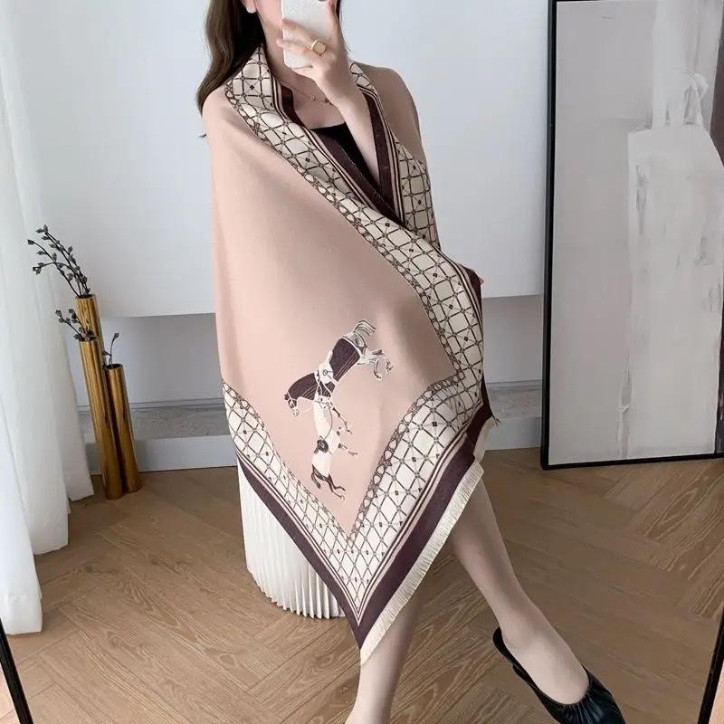 New Winter European and American Style Scarf Women's Shawl Thickened Warm Summer Office Air Conditioned Room Cloak Double Sided