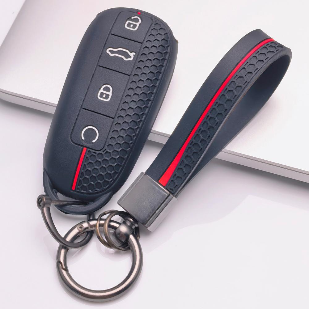 Silicone Car Keychain Strap for Chery Tiggo 7 Pro Arrizo 8 OMODA 5 Jetour Traveler Dashing Honeycomb Texture Non Slip Grip Anti Lost Key Ring Holder чёрный