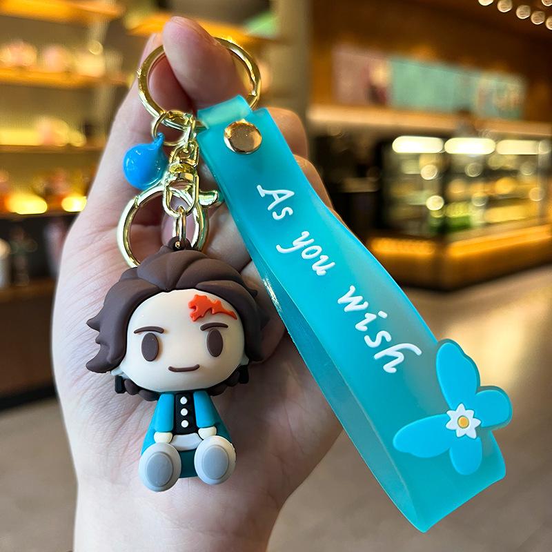 

Cartoon Creative Animation Demon Slayer Kimetsu No Yaiba Keychain Wholesale Schoolbag Car Key Cute Silicone Figurine Y2k Fashion