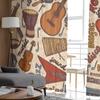 Musikinstrumente Skizze Farbige Chiffon Transparente Vorhänge für Wohnzimmer Schlafzimmer Küchendekoration Fenstervoiles Tüllvorhang