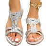 Außenhandel Sommer neue flache Sohle große Größe Strass Blume elastische Fischmaul Sandalen Damen 2025