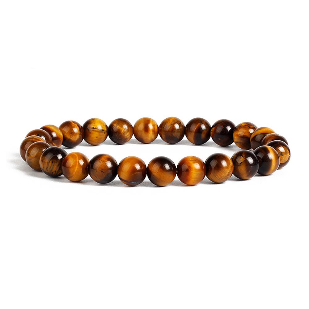 Natural Tiger Eye Stone Bracelet - Men's Minimalist Beaded Charm Bracelet