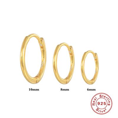 S925 Sterling Silver Fashion Ins Multi-Size 6/8/10 Mm Three Glossy Basic Set Earrings Earrings