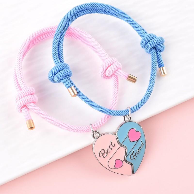 

Cross-border Hot Sales Hit Pink Blue Heart-shaped Girlfriends Sisters Friendship Ladies Hand Rope