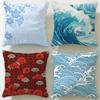 Wave Pattern Cushion Cover Soft  EasyWash Pillow Case  Versatile for Couch Bed Travel and Office