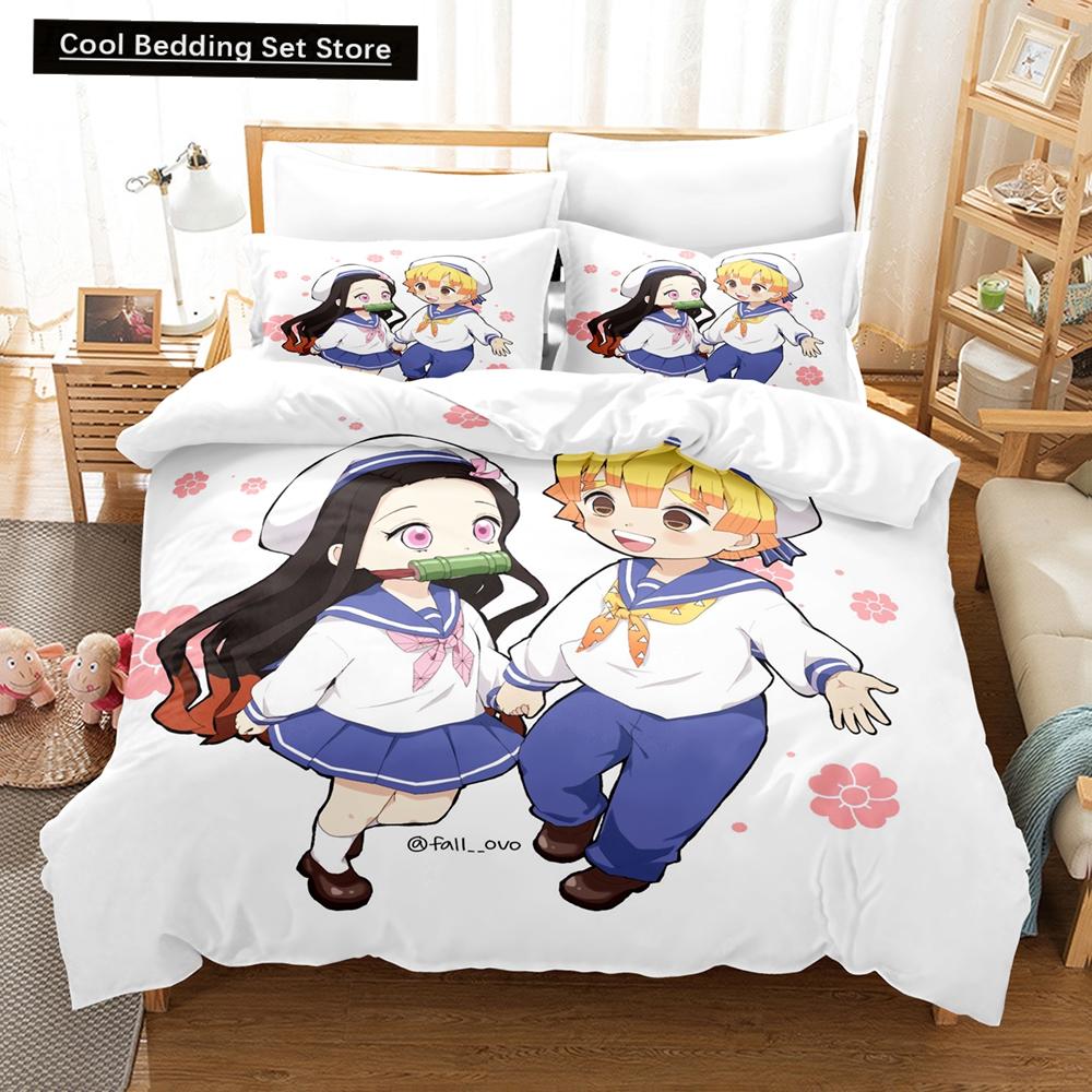 3D Anime Kawaii Tjejer Ur bladet Sängkläder Påslakanset Med Örngott Twin Full Queen King Sängkläder Sänglinne