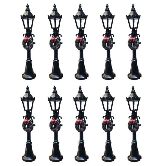 Mini Straßenlaterne Retro Miniatur Straßenlaterne mit Weihnachtskranz Miniatur Straßenlampenmodell für Puppenhaus Miniaturszenen DIY Mikrolandschaft