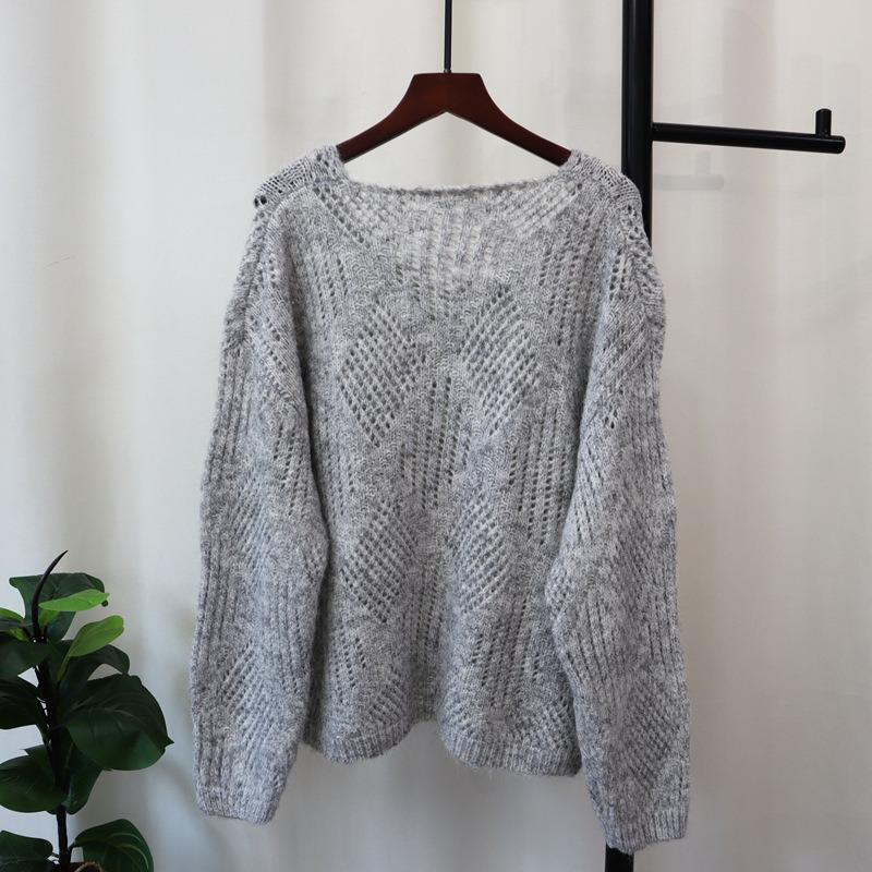 Hollow bow sweater pullover autumn and winter new loose design sweet knitted sweater top women