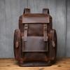 NZPJ Men's Retro Large Capacity Leather Backpack Genuine First Layer Natural Cowhide Travel Laptop Bag