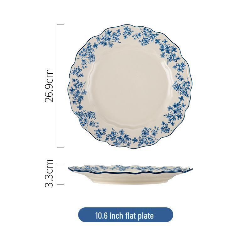 Luxury National Tide Style Ceramic Bowl & Plate Set - Underglaze Color, Ideal for Rice, Soup, and More.