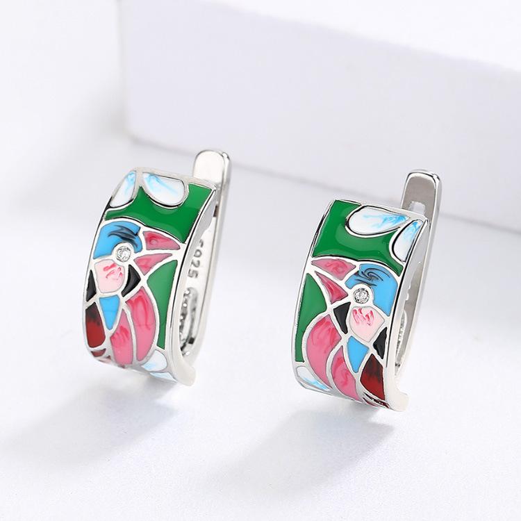 Nové Květinové Papouščí Smaltované Vynikající Dámské Náušnice Retro Elegantní Evropské a N Náušnice