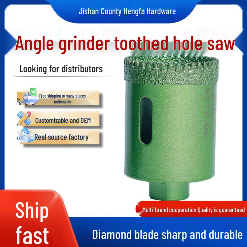 

Brazed Toothed Hole Saw for Tile, Marble, Stone - Angle Grinder Dry Drill Bit Angle Grinder Toothed 20mm