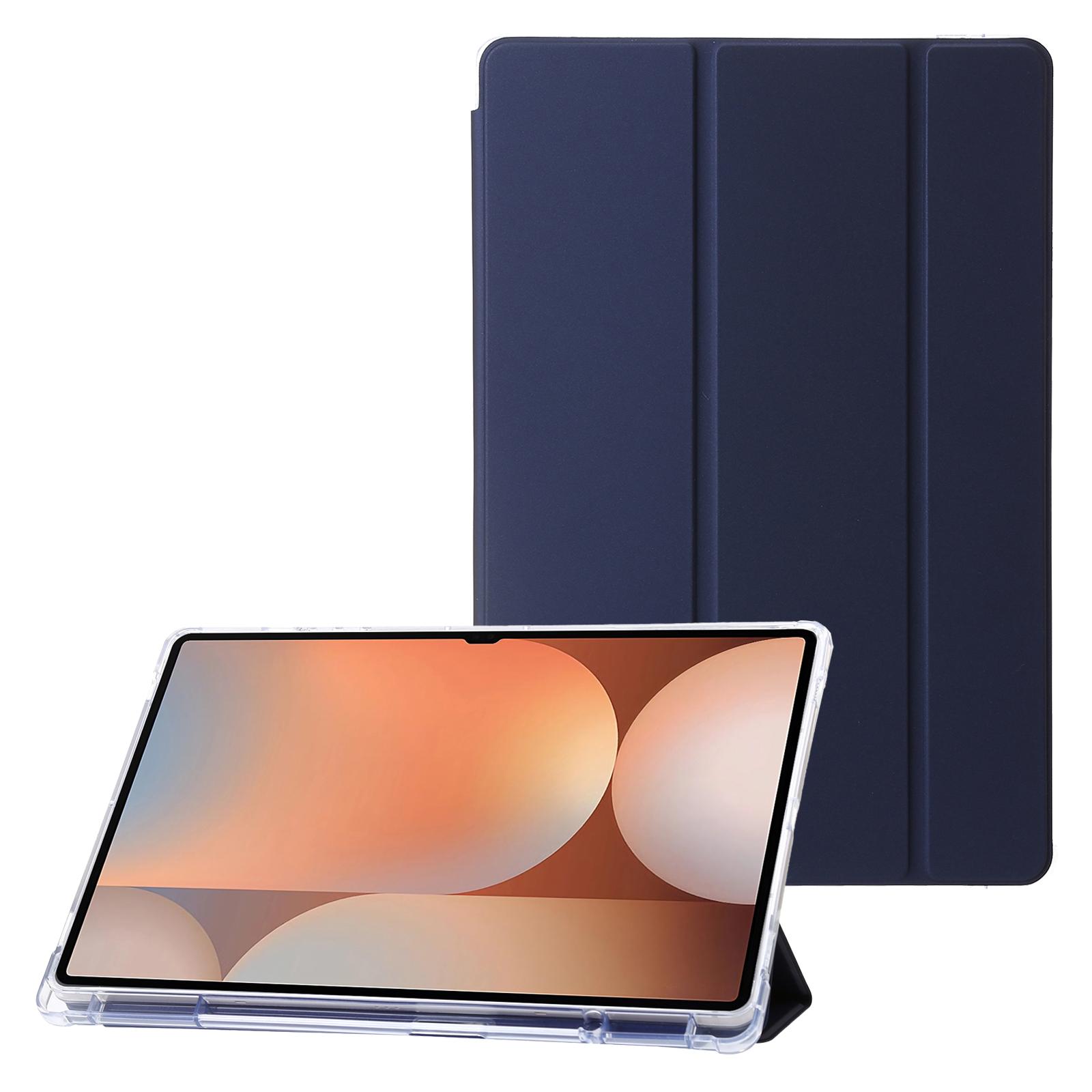 

Чохол для Samsung Galaxy Tab S10 Ultra Чохол-підставка з потрійним складанням Шкіра+ТПУ+Акрил Прозора задня кришка для планшета Dark Blue