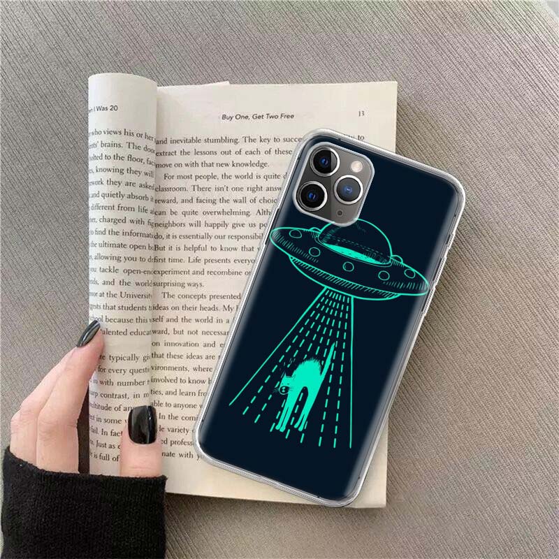 UFO Alien Cat universe Phone For Apple Iphone 12 13 Mini 15 Pro Max 11 Pro 14 Plus 16 Pro Max 16E Case Shell Cover Clear TPU Pr