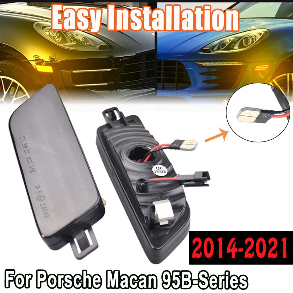 For 2014-2019 Porsche Macan 95B GENI LED Bumper Front Side Marker Light Amber