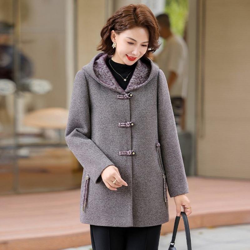 

Осеннее шерстяное пальто универсальное новое женское одежда осень и зима с капюшоном повседневное шерстяное пальто 5XL [recommended 150-80 kg]