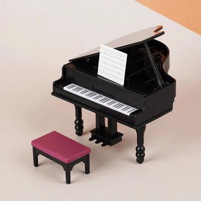 1:12 Casa de Bonecas Miniatura Piano Instrumento Cadeira Modelo Sala de Estar Móveis Decoração Brinquedo Boneca Casa de Bonecas Mini Piano Decoração