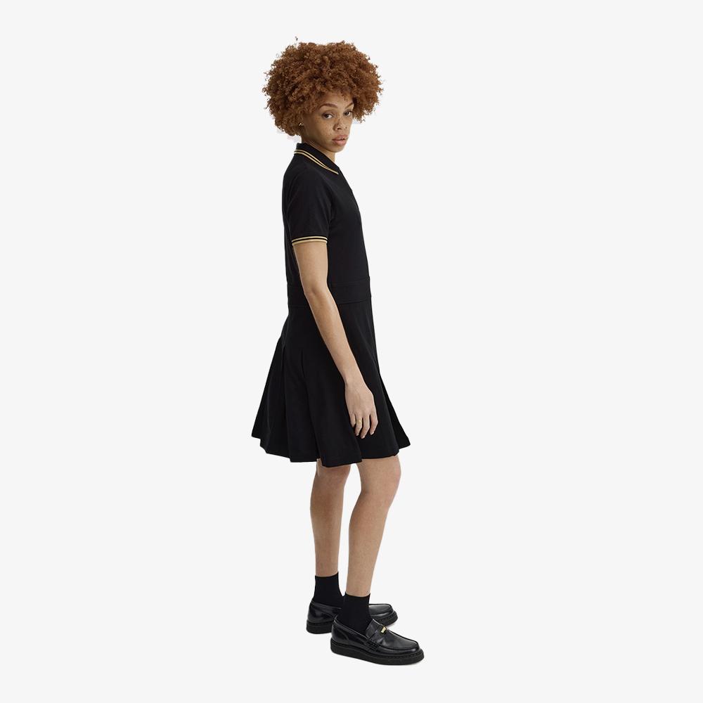 Fred Perry [Womens] Twip Tip Pleated Fred Perry Dress - Black/Champagne Afpf2611177-90A