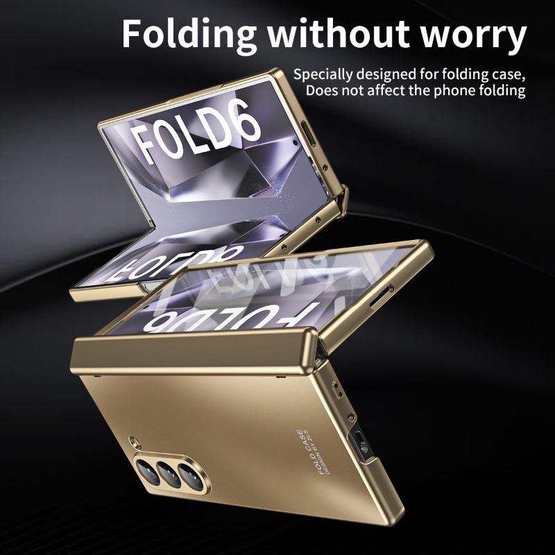 Custodia rigida galvanizzata per telefono per Samsung Galaxy Z Fold 6 5 4 3 Fold6 Fold5 Fold4 Fold3 Protezione cerniera Copertura antiurto