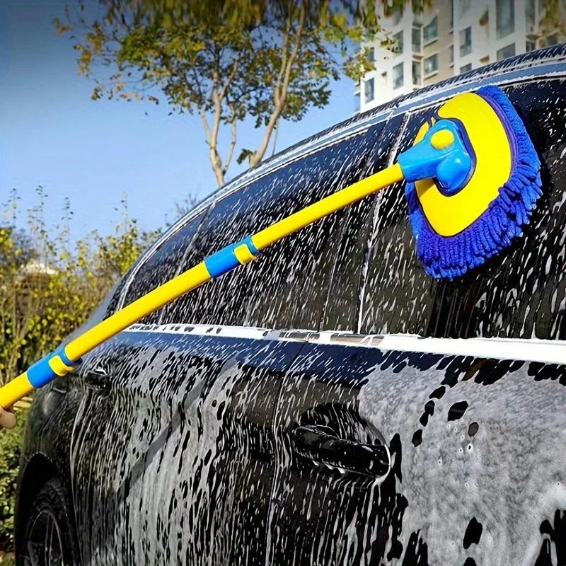 Car Cleaning Brush Detailing Adjustable Super Absorbent Car Wash Brush Telescoping Long Handle Cleaning Mop Car Accessories