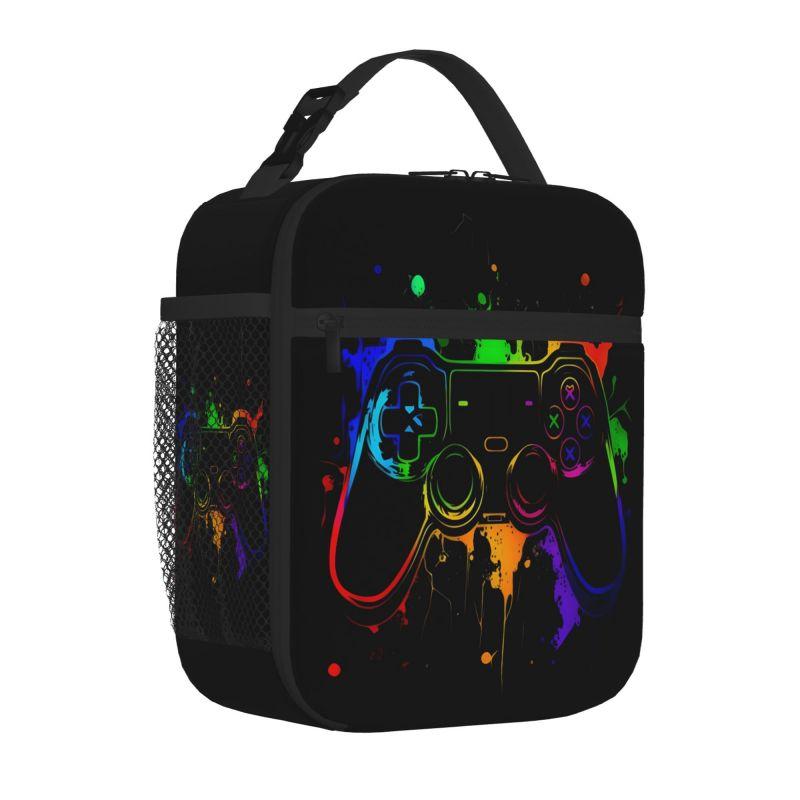 Video Game Controller Insulated Lunch Bag for Boys Portable Waterproof Thermal Oxford Lunch Box for School Travel Picnic Beach