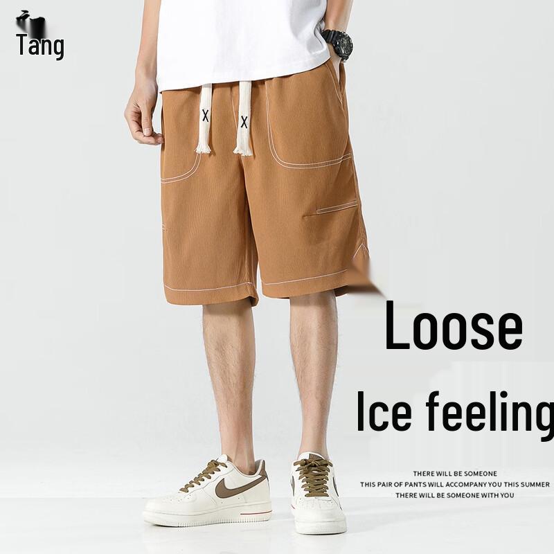 Men s Ice Silk Loose Straight Casual Shorts M