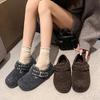 Soft Wool~ Leather Thick-soled Velvet Bag Head Half Slippers Women's Autumn and Winter New Outer Wear One Pedal Mao Mao Birkenstocks