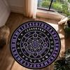 Zodiac Wheel Astrology Round Rug Purple and Blue Sun Sign Non Slip Floor Mat for Celestial Lovers