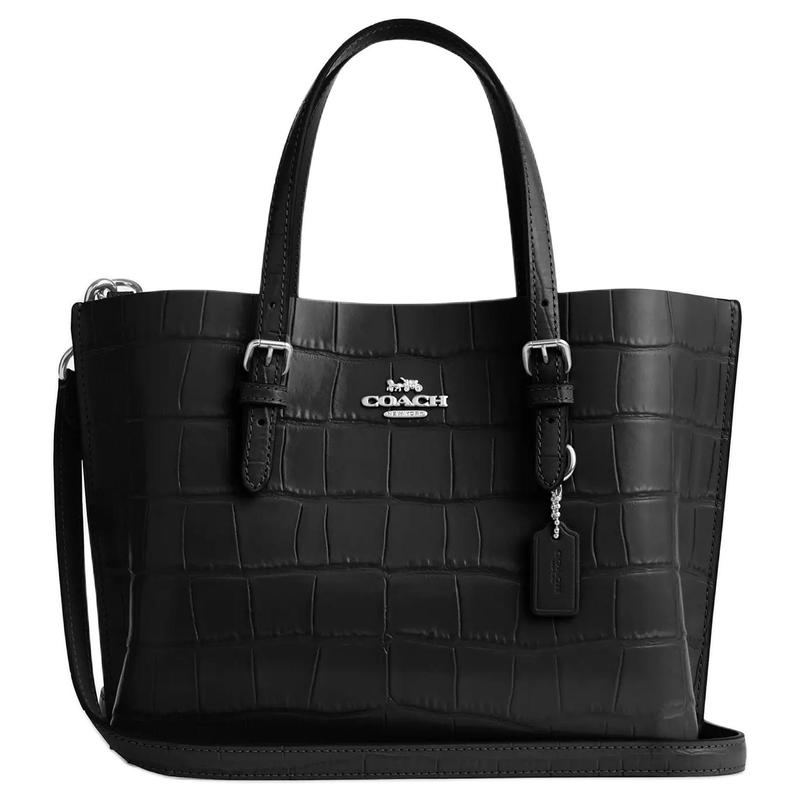 COACH Mollie TOTE Metal Brand Logo Leather Tote Bag Tote Bag Shopping Bag Shoulder Crossbody Handbag 25 Women s Black чёрный