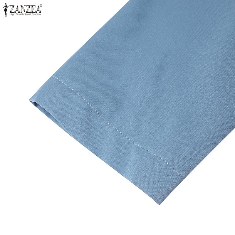 ZANZEA Women Casual Round Neck Solid Color 3/4 Sleeve Sheath Dress