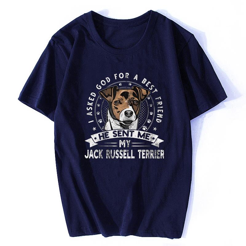 Grunge Style Jack Russell Terrier T-Shirt Herren Kurzarm Lässig Hunde-Freund T-Shirt Distressed Print Baumwoll-Tee Harajuku Geschenk