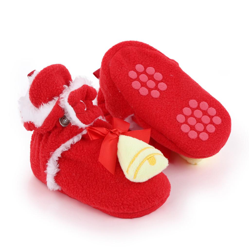 Newborn Infant Baby Girls Christmas Shoes Footwear Crib Warm Winter Bootie
