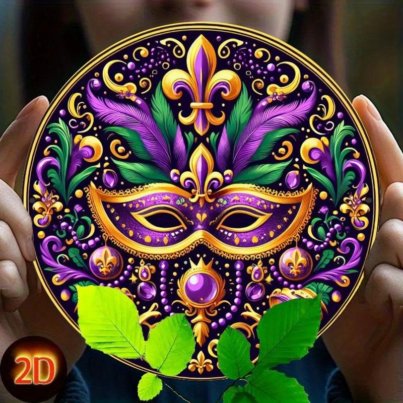 2d Flat 20*20cm Carnival Mask Theme Decoration, Happy Carnival Wooden Brand, Country Style Wooden Brand Murals Are Perfect for Bars, Home Decoration