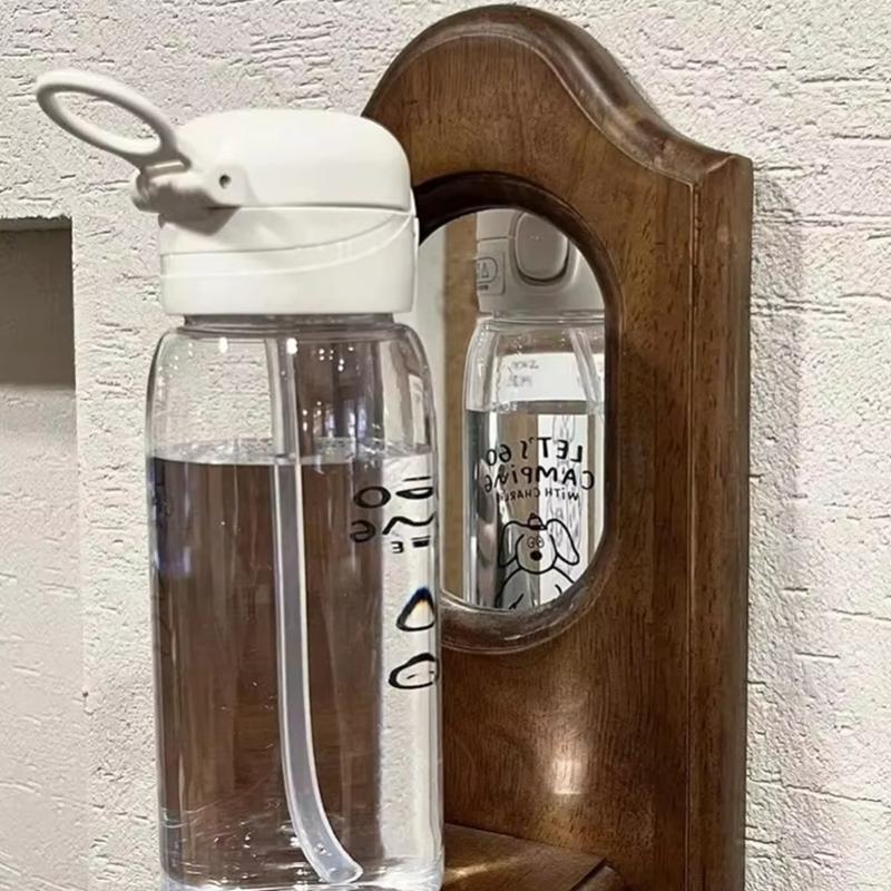 Plastic Water Bottle Water Cup With Straw Simple Large Capacity Portable Drop Resistant And Portable Cup Cartoon Ice Suction Cup