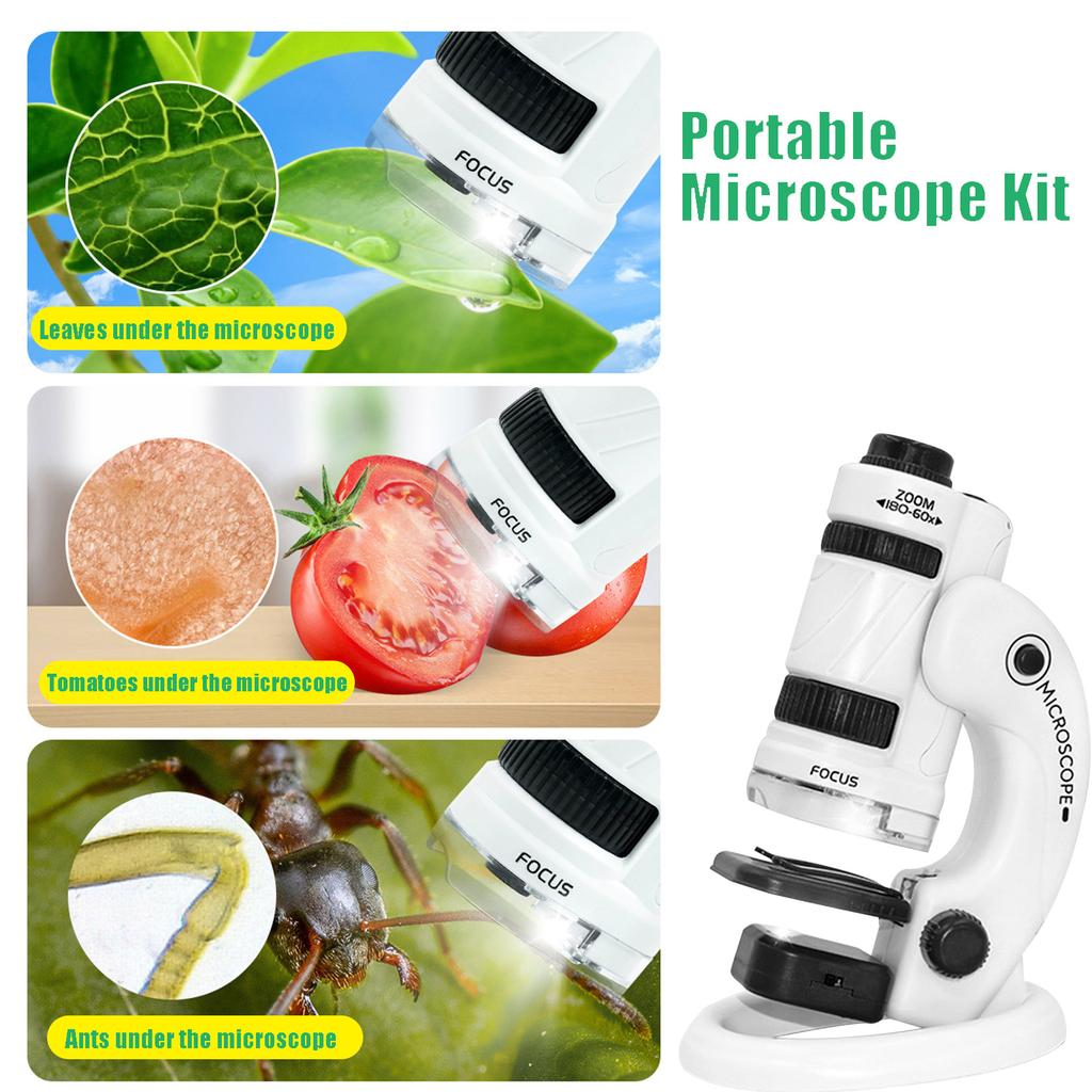 Microscope Kit for Kids 6 and Above?60 To 180X LED Light Microscope Educational Science Experiments
