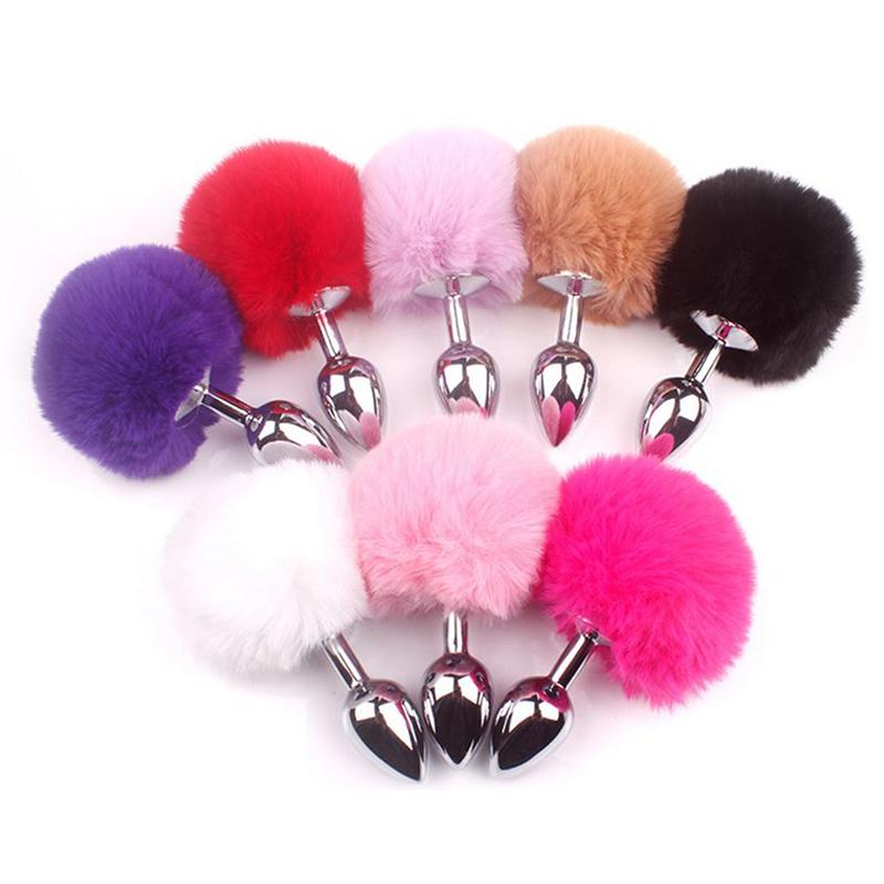Anal Plug Rabbit Tail Role Play Stainless Steel Prostate Smooth Touch Metal Bunny Tail Sex Toys for Women Men Gay