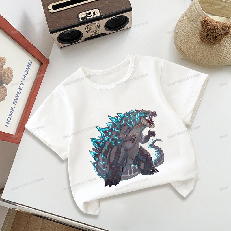 Godzillas Tshirt Round Neck Short Sleeve Sportwear Fashion Summer Boys Girls Clothes Birthday Tops Hip Hop Outdoor Wear Gifts