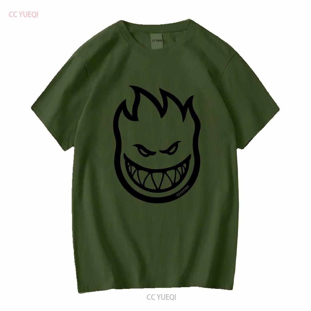 Spitfire Wheels BIGHEAD LOGO Skateboard T Shirt CHARCOAL BLACK Vintage Washed Fashion Graphic Versatile Comfortable Casual