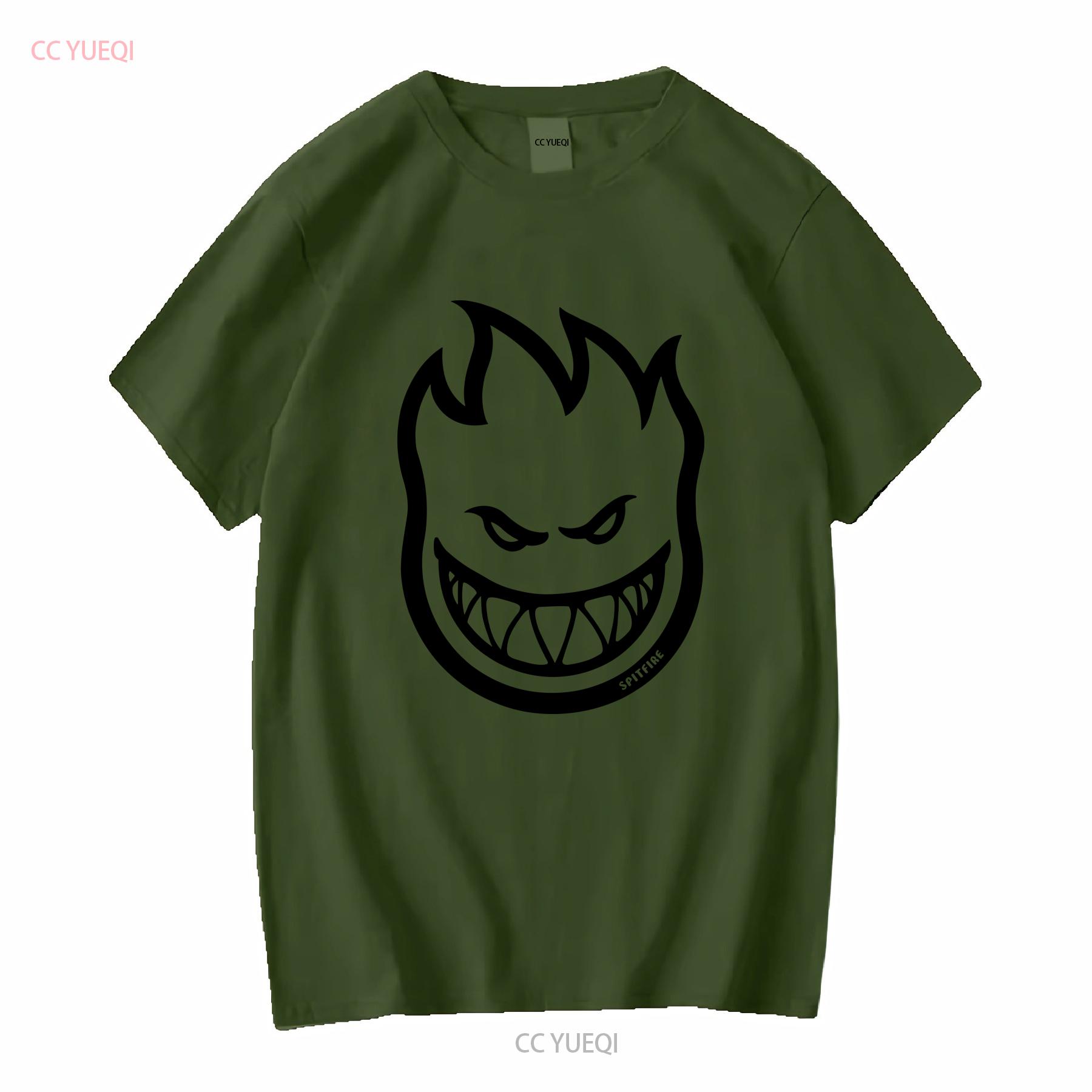 GUOYAN TOP Spitfire Wheels BIGHEAD LOGO Skateboard T-shirt CHARCOAL ZWART vintage Gewassen mode grafisch Veelzijdig Comfortabel Casual S