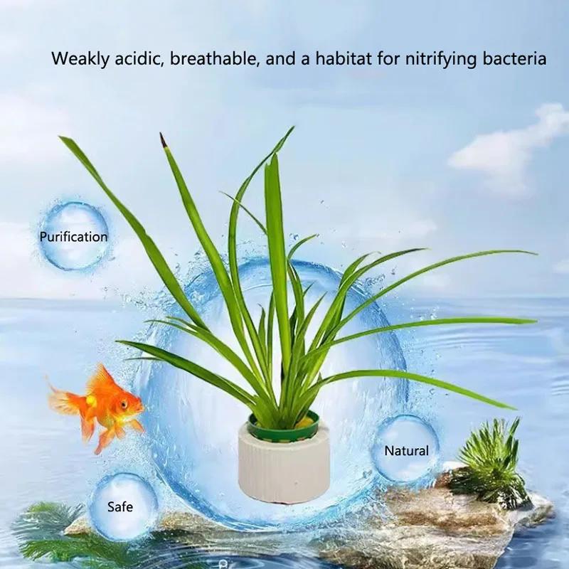 Aquarium Decoration Ceramic Fish Tank Plant Fixing Pot Polka Water Plants Potted Planting Cylinder Cup Aquarium Accessories