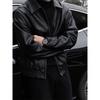 Men's European-Style Black Executive PU Leather Workwear Jacket with Lapel Zipper