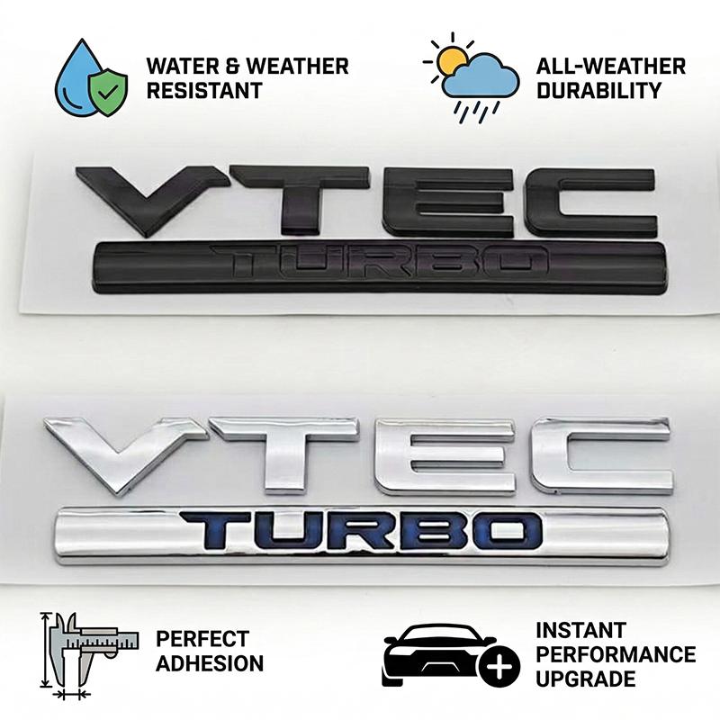 3D VTEC TURBO Emblem Badge Car Rear Trunk Decal Sticker For Honda Civic 10th 11th Accord CRV Fit City Auto Styling Accessories ako256
