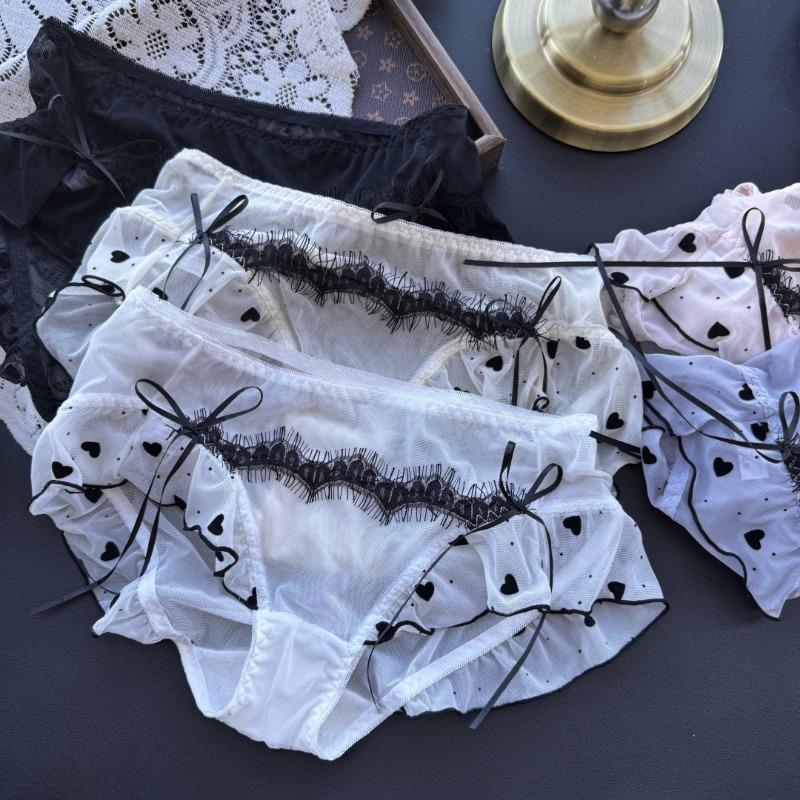 Ladies Spring Summer Sweet Love Mesh Frilly Sexy Panties